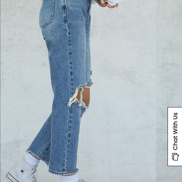 PacSun Eco Medium Blue Distressed High Waisted Straight Leg Jeans - size 24 - Picture 5 of 5